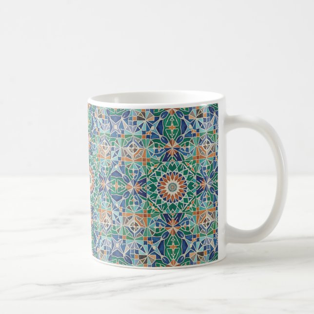 Caneca De Café Vibrant Moroccan Zellige Tile Pattern  (Direita)