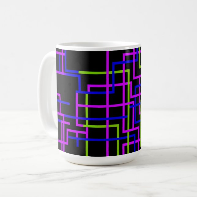 Caneca De Café Vibrant Neon Grid  (Frente Esquerda)