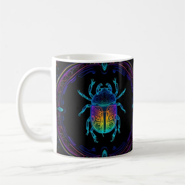 Caneca De Café Vibrant Neon Scarab (Esquerda)