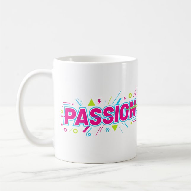 Caneca De Café Vibrant Passion Typography - Retro 90s Pop Art Aes (Esquerda)