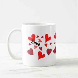 Caneca De Café Vibrant red hearts background