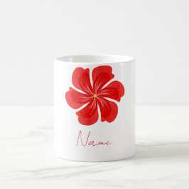 Caneca De Café Vibrant Red Petal Bloom - Minimalist Floral Art