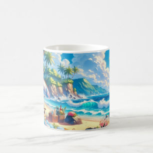 Caneca De Café Vibrant Tropical Island Beach Watercolor