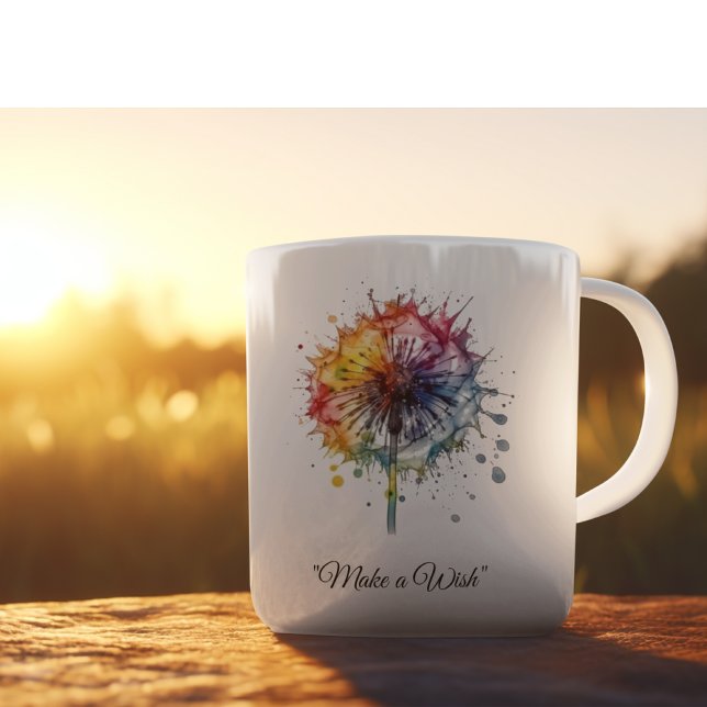 Caneca De Café Vibrant Watercolor Dandelion, custom (Criador carregado)