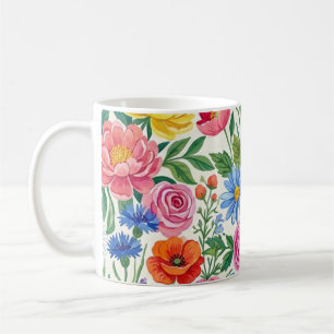 Caneca De Café Vibrant Wildflower Meadow Botanical Garden Print
