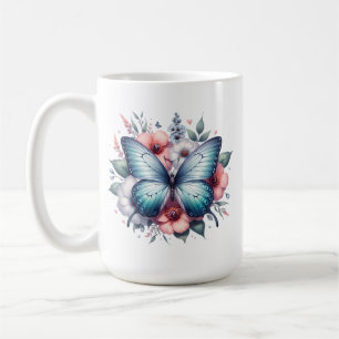 Caneca De Café Vibrante Buquê Floral de Borboleta Art-96283