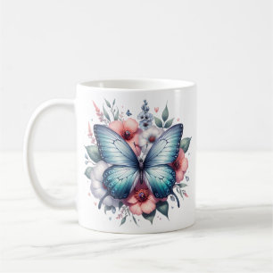 Caneca De Café Vibrante Buquê Floral de Borboleta Art-96283