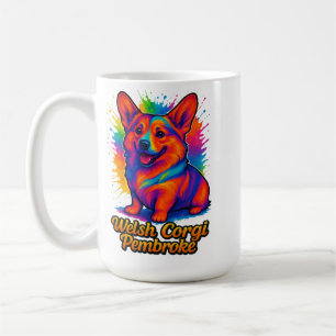 Caneca De Café Vibrante Design Pop Art do Corgi Galês Pembroke