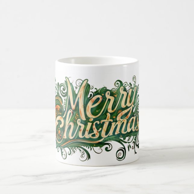 Caneca De Café Vibrante festivo Ilustração de Feliz Natal (Centro)