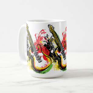 Caneca De Café Vibrante Groove Retrô: Jato de Guitarra Elétrica