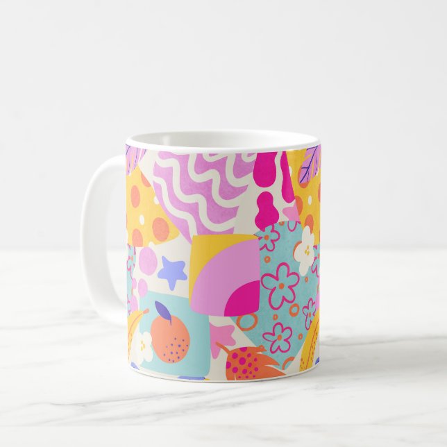 Caneca De Café Vibrante Maxi Patchwork (Frente Esquerda)