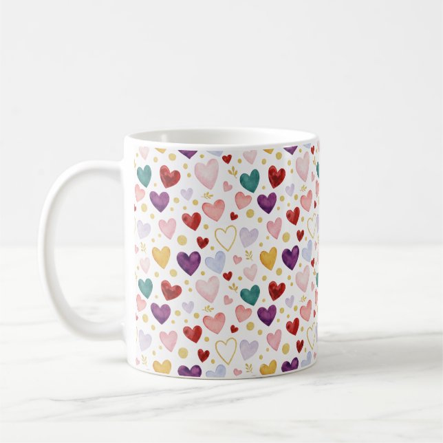 Caneca De Café Vibrante Multicolor Aquarela e Confetes Dourados (Esquerda)