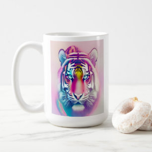 Caneca De Café Vibrante Tigre Colorido Face Selvagem Moderna Negr