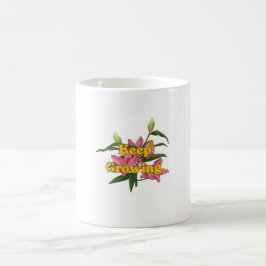 Caneca De Café Vibrantes Flores de Lírio Rosa Mantêm a Inspiração