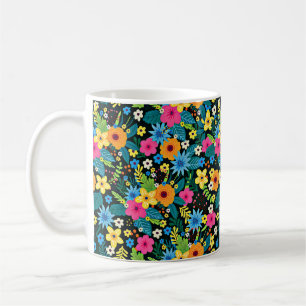 Caneca De Café Vibrantes Flores Ditsy Padrão Floral Design-43785