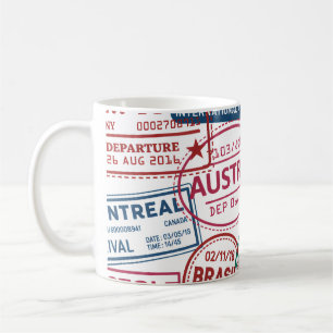 Caneca De Café Viciado em Carimbos de Passaporte Viajante Mundial