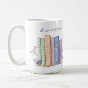 Caneca De Café Viciado em Livro Mug Grande Personalizável