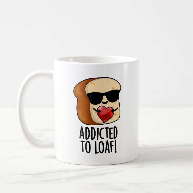 Caneca De Café Viciado em Pão Brincalhão Pun  (Esquerda)