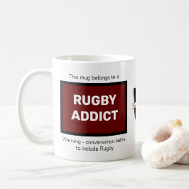 Caneca De Café Viciado em Rugby adicione seu nome Monograma inici