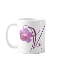 Vicky nome personalizável rosa floral rosa bonita 