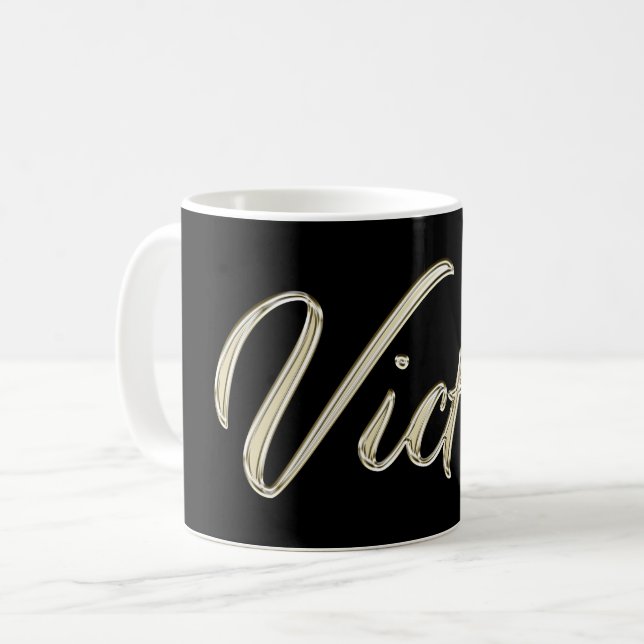 Caneca De Café Victor Name whitegold Tasse Teetasse Kaffeetasse (Frente Esquerda)