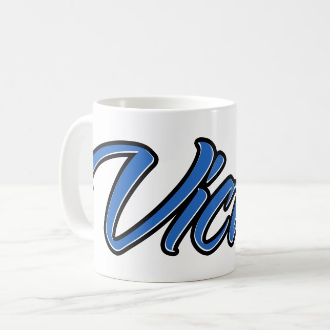 Caneca De Café Victor Vorname Name blue Tasse Kaffeetasse (Frente Esquerda)