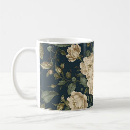 Caneca De Café Victorian Navy & Cream Floral Botanical Blanket