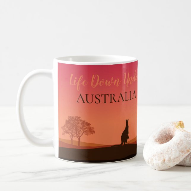 Caneca De Café Vida Abaixada Sob Kangaroo Austrália Café Mug (Com Donut)