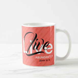 Caneca De Café VIDA ABUNDANTE Fé Cristã Inspiradora Coral