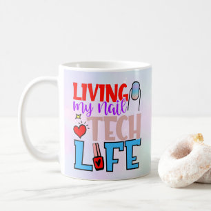 Caneca De Café Vida Colorida Personalizada em Nail Tech Life