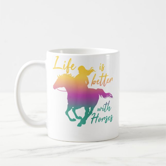 Caneca De Café Vida Com Cavalos Mulheres Montando Cavalos Dona (Esquerda)