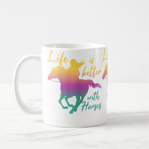 Caneca De Café Vida Com Cavalos Mulheres Montando Cavalos Proprie