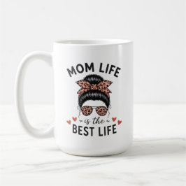 Caneca De Café Vida de Mãe É A Melhor Vida Coque Desarrumado Leop