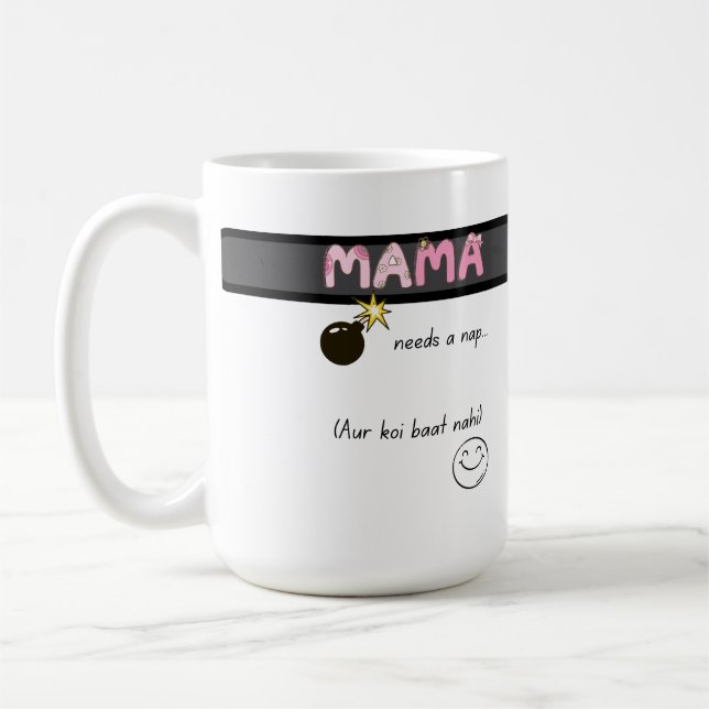 Caneca De Café Vida engraçada de mãe Urdu Desi (Esquerda)