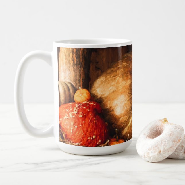 Caneca De Café Vida Estática com Pumpkins (Com Donut)