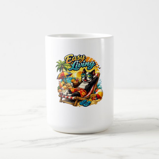 Caneca De Café Vida Fácil do Boston Terrier (Centro)