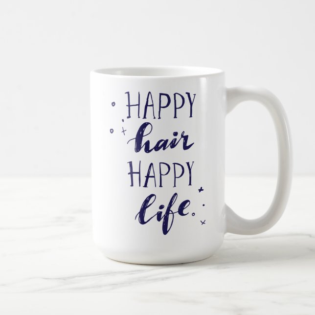 Caneca De Café Vida feliz do cabelo feliz (Direita)