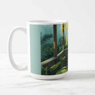 CANECA DE CAFÉ VIDA NA VARANDA DIA CHUVOSO