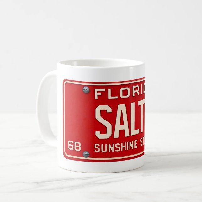 Caneca De Café Vida Salgada 1969 | Placa de Licença Vermelha Retr (Frente Esquerda)