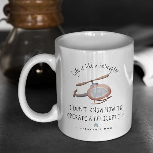 Caneca De Café "Vida Útil" Engraçada Personalizada Café-Helicópte