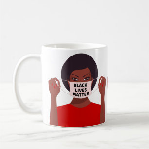 Caneca De Café vidas negras contam história da mulher da máscara