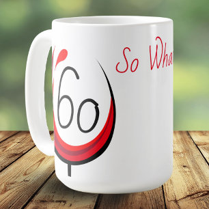 Caneca De Café Vidro 60 Engraçado moderno e 60º aniversário