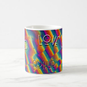 Caneca De Café Vidro colorido abstrato papai eu te amo personaliz