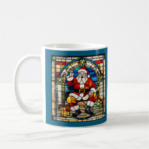 Caneca De Café Vidro Colorido de Papai Noel