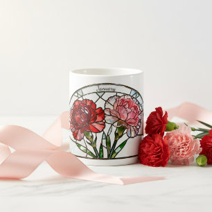 Caneca De Café Vidro Colorido Flor de Nascimento Janeiro Cravo No