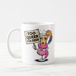 Caneca De Café Vidro de coquetel "Muito Queer para Cerveja" - LGB
