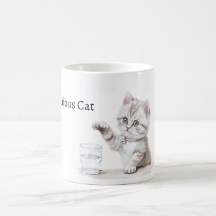 Caneca De Café Vidro de Gato Curioso Fofo