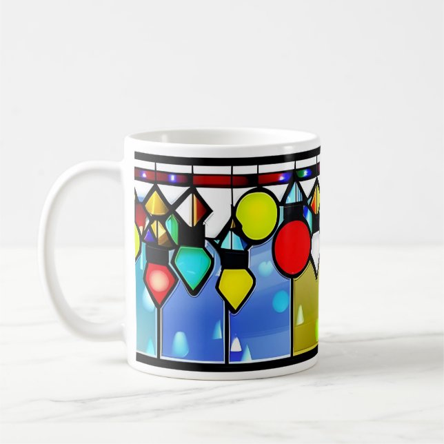Caneca De Café Vidro De Vidro, Luzes De Natal (Esquerda)