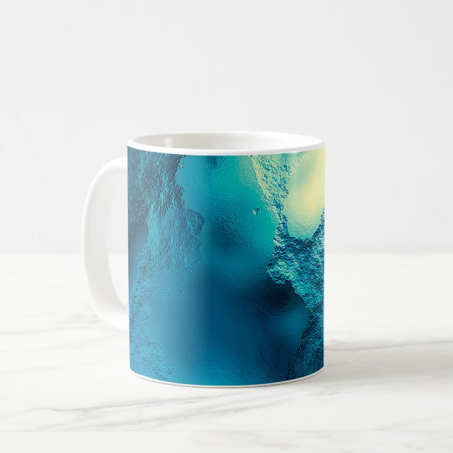 Caneca De Café Vidro do Oceano Teal (Frente Esquerda)