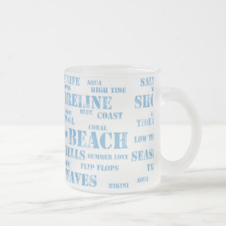 Caneca De Café Vidro Jateado 10 oz frosted mug in beach text